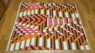 Awesome Rare Vintage Mid Century Retro 70s Heals Extention Geometric Fabric Wow