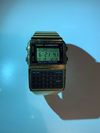 Dbc - 611ge Gold Casio Steel Watch Databank Calculation Digital Vintage Alarm