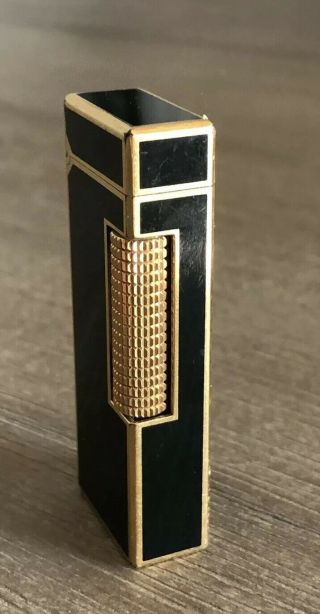 Rare Vintage Dunhill Rollagas Lighter Black And Gold Trim