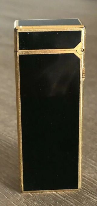 RARE VINTAGE DUNHILL ROLLAGAS LIGHTER BLACK AND GOLD TRIM 3