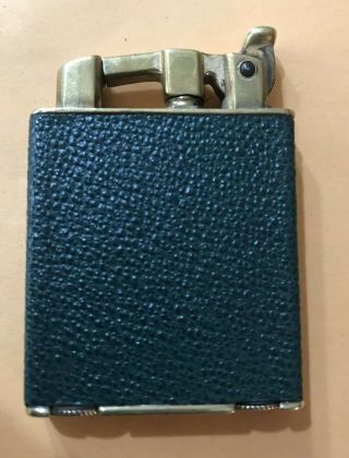 Vintage 1920s Carlton Automatic Green Leather Wrapped Lighter In