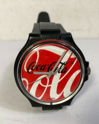 Vintage Swatch Swiss Coca Cola Watch 1980’s Red Dial Coke