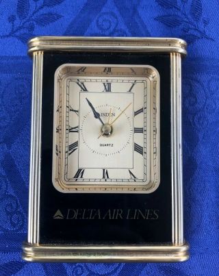 Vintage Delta Airlines Linden Desk Clock Gold Black Hard To Find Model