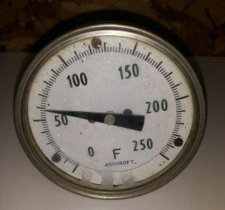 Vintage Ashcroft 0 - 250 F Temperature Gauge 3 " Diameter 5 1/2 " Stem Steampunk