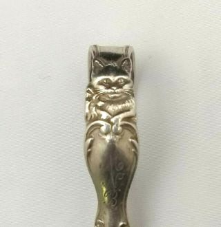Vintage Reed & Barton Sterling Silver Cat Head Curved Handle Baby Spoon