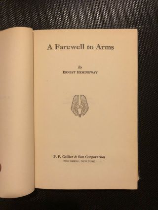 Vintage Book 1929 A Farewell to Arms Ernest Hemingway Collier 1st Edition 3