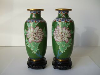 A Mirror Vintage Chinese Cloisonné Vase With Stands