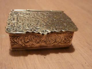 Antique/ Georgian Gilded Cast Brass Snuff Box With Raised Decoration.