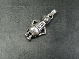 Vintage Sterling Silver Articulated Cat Pendant C.  1990