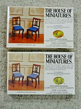 2 - House Of Miniatures Lyre Back Chairs Kits 40044 – 4 Chairs - Dollhouse Nib,