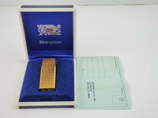 Vintage Rare Maruman Ic 501 Gold Electronic Lighter K18 Gold Plated W/case Japan