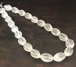 22 Antique Chinese Rock Crystal Mellon Cut Stand Of 18 Mm By 12 Mm Beads