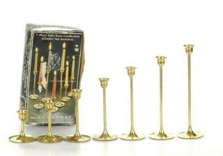 Vintage Set Of 7 Solid Brass Candlesticks Tapered Candle Holder 3 " - 9 " Weddings