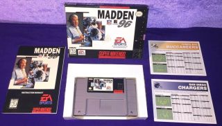 (sb16) Collectible Classic Vintage Nintendo Snes Madden Nfl 96 Complete