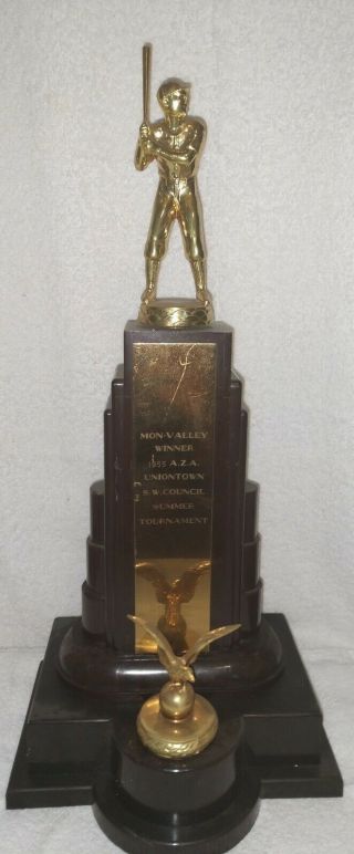 Vintage 1955 Baseball Trophy With Bakelite Base.  17 " Tall