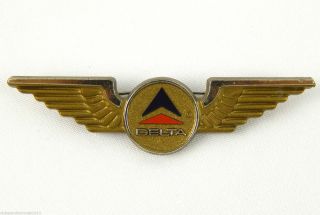 Vintage Delta Airlines Wings Pin Gold By Stoffel Seals 2 - 1/2 "