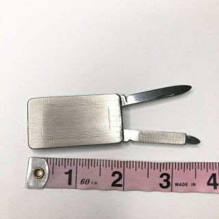 Vintage Silver Tone Metal Belt Clip Square File & Blade Pocket Knife 1970s Usa