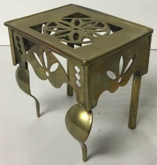 Vtg Miniature Fireplace Trivet Accessory Brass Handmade Dollhouse Table Desk
