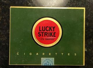 Rare Vintage Lucky Strike Cigarette Tin A50 Series 111 Tax Stamp 1941