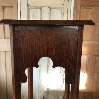 Vintage Oak Arts And Crafts Torchere Plant Stand Jardiniere Display Stand 3