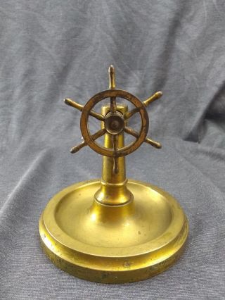 Vintage Figural Brass Nautical Ship Wheel Cigar Cutter Cruise Ship Europa