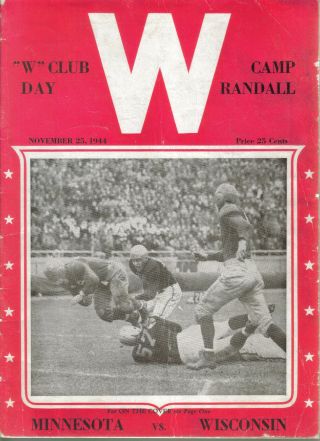 November 25 1944 College Football Program Wisconsin Badgers Vs Minnesota Gophers