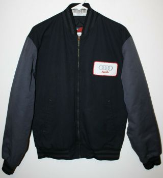 Audi Dealership Mechanics Shop Jacket Black Lined Mens Medium Logo Patch Vintage