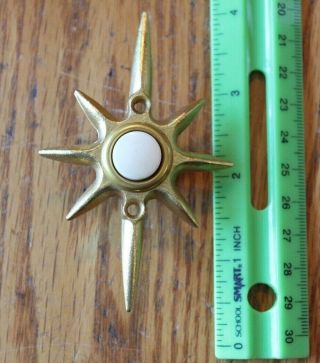 Doorbell Cast Aluminum Sun Star Shape Vintage Retro Front Door Gold Push Button