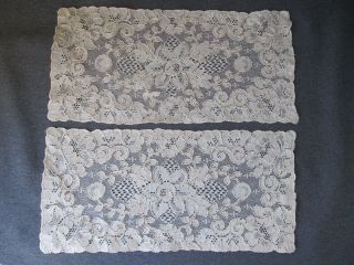 2 Vintage Flowers & Leaves Rounded Lace Pillow Cushion Covers Doilies