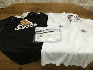 Vintage 80 90s Adidas Bundle Rio T - Shirt Shiny Shorts & Barcelona Olympics Polo