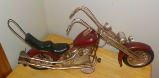Vtg Metal Model Motorcycle Red 19 " X 11 " Classic