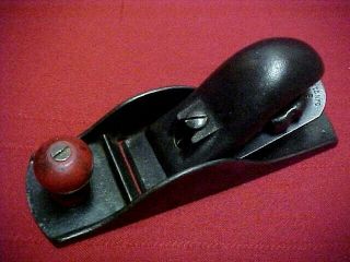 Vintage " Atlas Tool Co " Wood Block Plane W/ Red Wood Knob Made In The U.  S.  A.