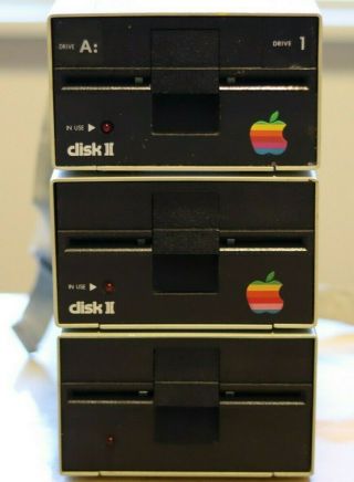 2 Apple Disk Ii Floppy Drives A2m0003 5.  25 " External Floppy Disc,  One Clone