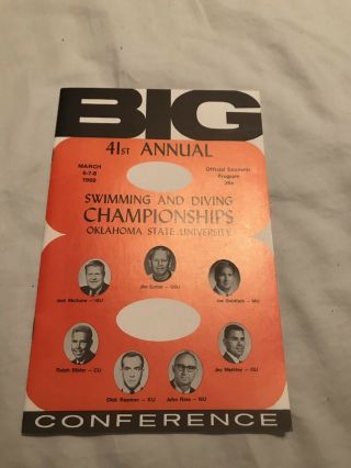 1969 Big 8 Conference Swimming And Diving Championships Program Oklahoma State