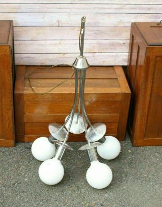 Vintage Space Age Chandelier Atomic Sputnik Ceiling Lamp 5 Arm Retro Mcm Chrome