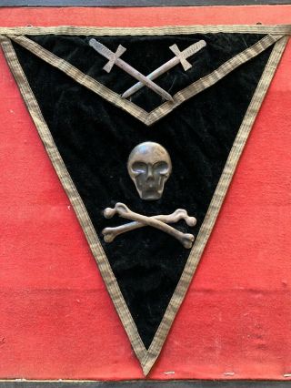 Antique Rare Dr.  Solomon Mexico Masonic Knights Templar Skull/bones Apron.