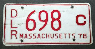 Massachusetts 1978 Dealer Dlr License Plate.