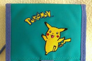 Vintage A.  L.  S.  Nintendo Gameboy Color Pokemon carrying case Pikachu Teal/Purple 2