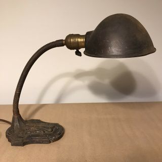 Vintage Gooseneck Cast Iron Base Industrial Electric Desk Table Lamp
