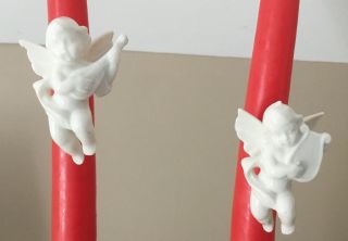 Vintage Angel Figurine Cherub Candle Climbers White Ceramic Huggers