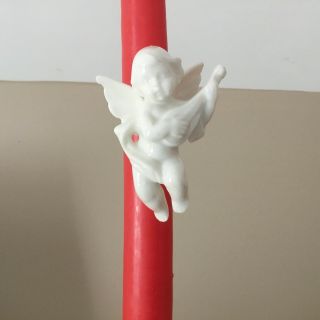 Vintage Angel Figurine Cherub Candle Climbers White Ceramic Huggers 3
