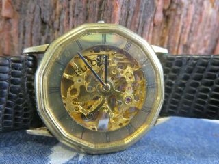Vintage Bulova Skeleton Automatic Mens Gold Tone Watch Repair Parts Rp13