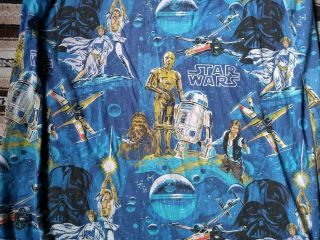 Vintage Star Wars Bed Sheet Twin Size Fitted Sheet Bibb 70s Movie Darth Vader