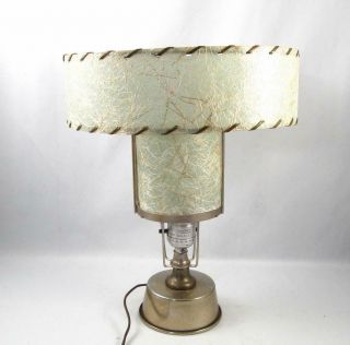 Vintage Mid Century Modern Atomic Space Age Table Lamp W/ Fiberglass Shade