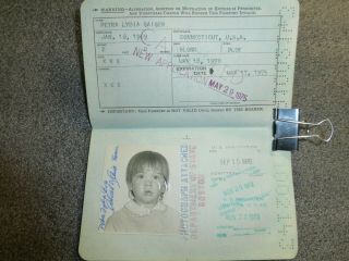 Vintage Passport Usa 1970 Visas Travel Aruba 1 Y.  O Baby Girl