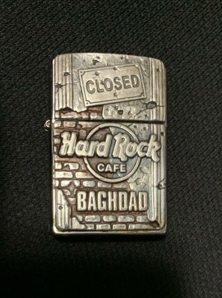 Zippo Lighter Hard Rock Cafe Baghdad 2004 Closed Rare Bullet Holes