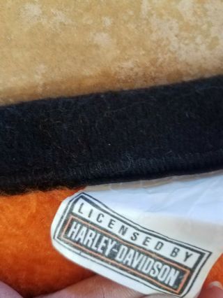Vintage Harley - Davidson Polyester Throw Blanket Black Orange 1970s 56.  5 