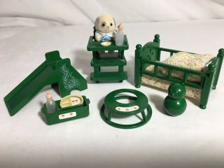Calico Critters/sylvanian Families Vintage Nursery Crib High Chair Toys & Baby