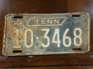 1959 Tennessee Tn 10 - 3468 License Plate Tag