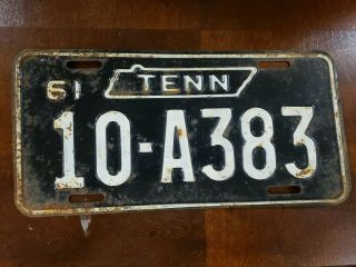 1961 Tennessee Tn 10 - A383 License Plate Tag
